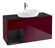 Тумба под раковину Villeroy & Boch Finion 120х50,1 см с подсветкой МДФ пион матовый лак/стекло черное матовое F822PDHB