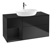 Тумба под раковину Villeroy & Boch Finion 120х50,1 см с подсветкой МДФ черный матовый лак/стекло черное матовое F822PDPD