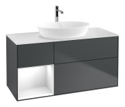 Тумба під раковину Villeroy & Boch Finion 120х50,1 см із підсвічуванням МДФ темно-синій матовий лак/скло біле матове F821GFHG