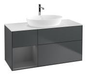 Тумба под раковину Villeroy & Boch Finion 120х50,1 см с подсветкой МДФ темно-синий матовый лак/стекло белое матовое F821GKHG