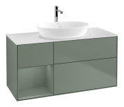 Тумба под раковину Villeroy & Boch Finion 120х50,1 см с подсветкой МДФ оливковый матовый лак/стекло белое матовое F821GMGM