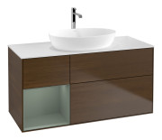 Тумба под раковину Villeroy & Boch Finion 120х50,1 см с подсветкой МДФ шпон грецкого ореха/стекло белое матовое F821GMGN