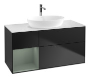 Тумба под раковину Villeroy & Boch Finion 120х50,1 см с подсветкой МДФ черный матовый лак/стекло белое матовое F821GMPD