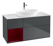 Тумба под раковину Villeroy & Boch Finion 120х50,1 см с подсветкой МДФ темно-синий матовый лак/стекло белое матовое F821HBHG