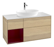 Тумба под раковину Villeroy & Boch Finion 120х50,1 см с подсветкой МДФ шпон дуба/стекло белое матовое F821HBPC