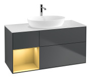 Тумба под раковину Villeroy & Boch Finion 120х50,1 см с подсветкой МДФ темно-синий матовый лак/стекло белое матовое F821HFHG