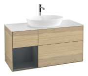 Тумба под раковину Villeroy & Boch Finion 120х50,1 см с подсветкой МДФ шпон дуба/стекло белое матовое F821HGPC