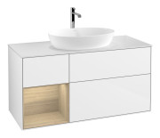 Тумба под раковину Villeroy & Boch Finion 120х50,1 см с подсветкой МДФ глянцевый белый лак/стекло белое матовое F821PCGF