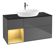 Тумба под раковину Villeroy & Boch Finion 120х50,1 см с подсветкой МДФ антрацит матовый лак/стекло черное матовое F822HFGK