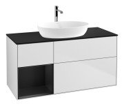 Тумба під раковину Villeroy & Boch Finion 120х50,1 см із підсвічуванням МДФ білий матовий лак/скло чорне матове F822PDMT