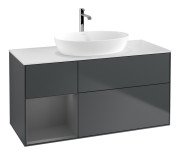 Тумба под раковину Villeroy & Boch Finion 120х50,1 см с подсветкой МДФ темно-синий матовый лак/стекло белое матовое F821GKHG