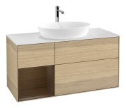 Тумба под раковину Villeroy & Boch Finion 120х50,1 см с подсветкой МДФ шпон дуба/стекло белое матовое F821GNPC