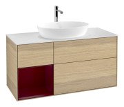 Тумба під раковину Villeroy & Boch Finion 120х50,1 см із підсвічуванням МДФ шпон дуба/скло біле матове F821HBPC