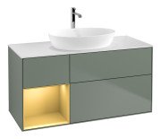 Тумба під раковину Villeroy & Boch Finion 120х50,1 см із підсвічуванням МДФ оливковий матовий лак/скло біле матове F821HFGM