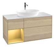 Тумба под раковину Villeroy & Boch Finion 120х50,1 см с подсветкой МДФ шпон дуба/стекло белое матовое F821HFPC