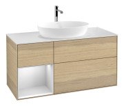 Тумба под раковину Villeroy & Boch Finion 120х50,1 см с подсветкой МДФ шпон дуба/стекло белое матовое F821MTPC