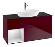 Тумба под раковину Villeroy & Boch Finion 120х50,1 см с подсветкой МДФ пион матовый лак/стекло черное матовое F822MTHB