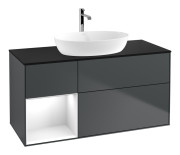 Тумба под раковину Villeroy & Boch Finion 120х50,1 см с подсветкой МДФ темно-синий матовый лак/стекло черное матовое F822GFHG