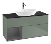 Тумба под раковину Villeroy & Boch Finion 120х50,1 см с подсветкой МДФ оливковый матовый лак/стекло черное матовое F822GKGM