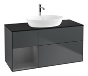 Тумба под раковину Villeroy & Boch Finion 120х50,1 см с подсветкой МДФ темно-синий матовый лак/стекло черное матовое F822GKHG