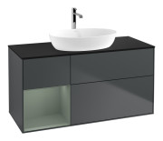 Тумба под раковину Villeroy & Boch Finion 120х50,1 см с подсветкой МДФ темно-синий матовый лак/стекло черное матовое F822GMHG