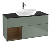 Тумба под раковину Villeroy & Boch Finion 120х50,1 см с подсветкой МДФ оливковый матовый лак/стекло черное матовое F822GNGM