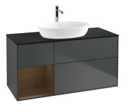 Тумба под раковину Villeroy & Boch Finion 120х50,1 см с подсветкой МДФ темно-синий матовый лак/стекло черное матовое F822GNHG