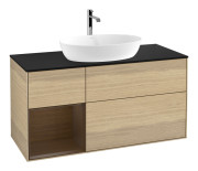 Тумба под раковину Villeroy & Boch Finion 120х50,1 см с подсветкой МДФ шпон дуба/стекло черное матовое F822GNPC