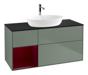 Тумба под раковину Villeroy & Boch Finion 120х50,1 см с подсветкой МДФ оливковый матовый лак/стекло черное матовое F822HBGM