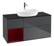 Тумба под раковину Villeroy & Boch Finion 120х50,1 см с подсветкой МДФ темно-синий матовый лак/стекло черное матовое F822HBHG