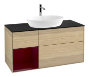 Тумба под раковину Villeroy & Boch Finion 120х50,1 см с подсветкой МДФ шпон дуба/стекло черное матовое F822HBPC