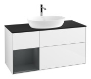 Тумба под раковину Villeroy & Boch Finion 120х50,1 см с подсветкой МДФ глянцевый белый лак/стекло черное матовое F822HGGF