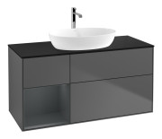 Тумба под раковину Villeroy & Boch Finion 120х50,1 см с подсветкой МДФ антрацит матовый лак/стекло черное матовое F822HGGK