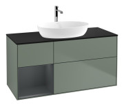 Тумба под раковину Villeroy & Boch Finion 120х50,1 см с подсветкой МДФ оливковый матовый лак/стекло черное матовое F822HGGM