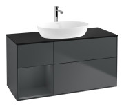 Тумба под раковину Villeroy & Boch Finion 120х50,1 см с подсветкой МДФ темно-синий матовый лак/стекло черное матовое F822HGHG