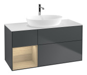 Тумба под раковину Villeroy & Boch Finion 120х50,1 см с подсветкой МДФ темно-синий матовый лак/стекло белое матовое F821PCHG