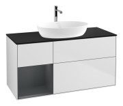 Тумба под раковину Villeroy & Boch Finion 120х50,1 см с подсветкой МДФ белый матовый лак/стекло черное матовое F822HGMT