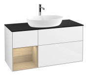 Тумба под раковину Villeroy & Boch Finion 120х50,1 см с подсветкой МДФ глянцевый белый лак/стекло черное матовое F822PCGF