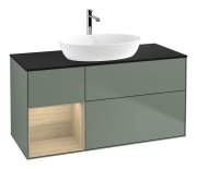 Тумба под раковину Villeroy & Boch Finion 120х50,1 см с подсветкой МДФ оливковый матовый лак/стекло черное матовое F822PCGM