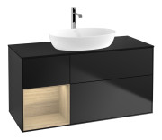 Тумба под раковину Villeroy & Boch Finion 120х50,1 см с подсветкой МДФ черный матовый лак/стекло черное матовое F822PCPD