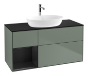 Тумба под раковину Villeroy & Boch Finion 120х50,1 см с подсветкой МДФ оливковый матовый лак/стекло черное матовое F822PDGM