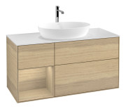 Тумба под раковину Villeroy & Boch Finion 120х50,1 см с подсветкой МДФ шпон дуба/стекло белое матовое F821PCPC