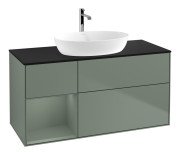 Тумба під раковину Villeroy & Boch Finion 120х50,1 см із підсвічуванням МДФ оливковий матовий лак/скло чорне матове F822GMGM