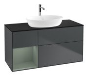 Тумба под раковину Villeroy & Boch Finion 120х50,1 см с подсветкой МДФ темно-синий матовый лак/стекло черное матовое F822GMHG