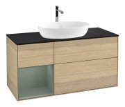 Тумба под раковину Villeroy & Boch Finion 120х50,1 см с подсветкой МДФ шпон дуба/стекло черное матовое F822GMPC