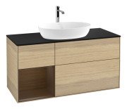 Тумба под раковину Villeroy & Boch Finion 120х50,1 см с подсветкой МДФ шпон дуба/стекло черное матовое F822GNPC