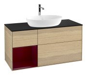 Тумба під раковину Villeroy & Boch Finion 120х50,1 см з підсвічуванням МДФ шпон дуба/скло чорне матове F822HBPC