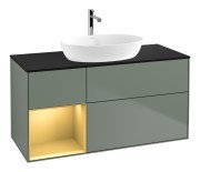 Тумба под раковину Villeroy & Boch Finion 120х50,1 см с подсветкой МДФ оливковый матовый лак/стекло черное матовое F822HFGM