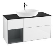 Тумба під раковину Villeroy & Boch Finion 120х50,1 см з підсвіткою МДФ білий глянцевий лак/скло чорне матове F822HGGF