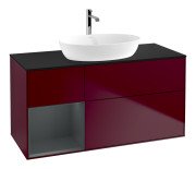 Тумба під раковину Villeroy & Boch Finion 120х50,1 см із підсвічуванням МДФ півонія матовий лак/скло чорне матове F822HGHB